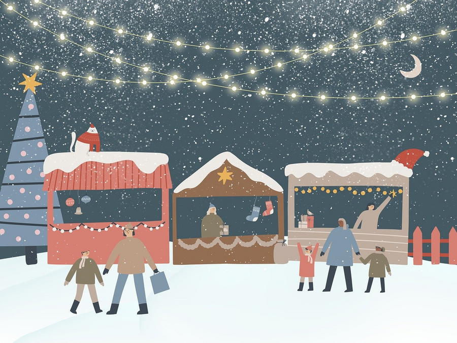 Illustration Weihnachtsmarkt